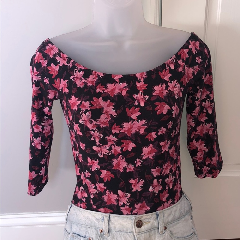 Express Floral 3/4 Sleeve Body Suit